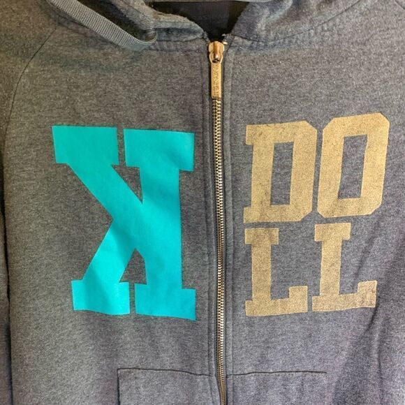 Kardashian Kollection KDoll gray logo zip up jacket size S - Picture 9 of 11
